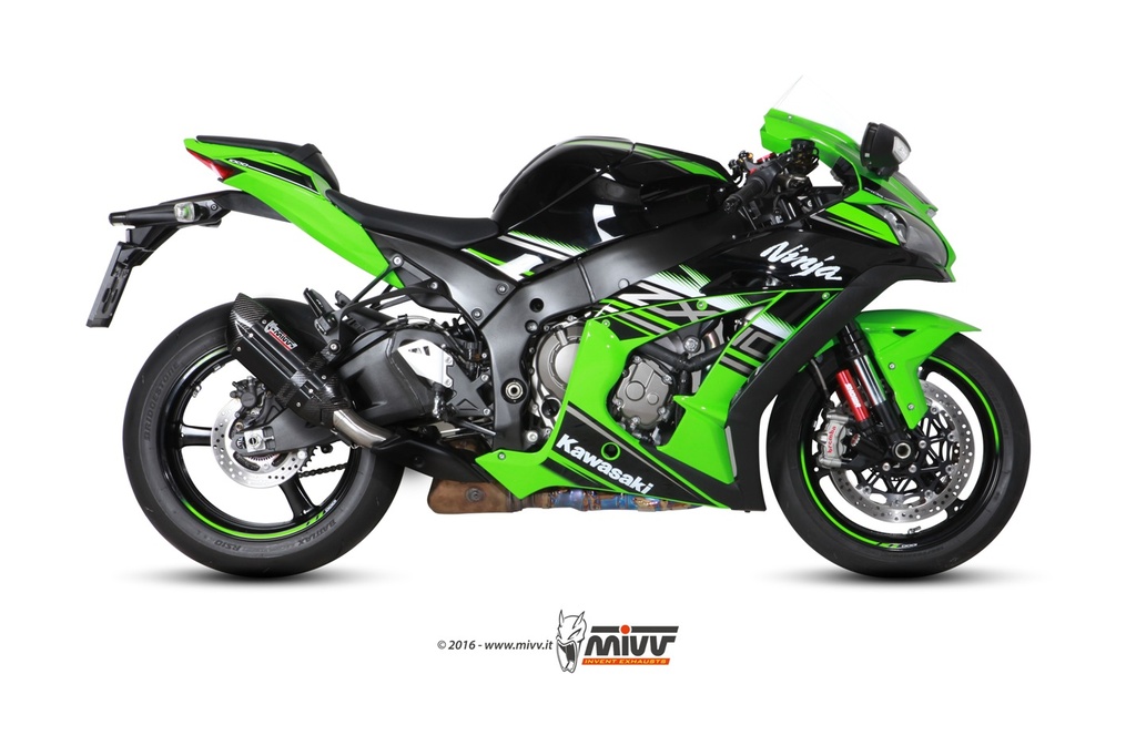 [K.042.L9] MIVV EXHAUST PIPE SLIP-ON SUONO BLACK WITH CARBON CAP KAWASAKI ZX-10 R / RR / SE 2016-22